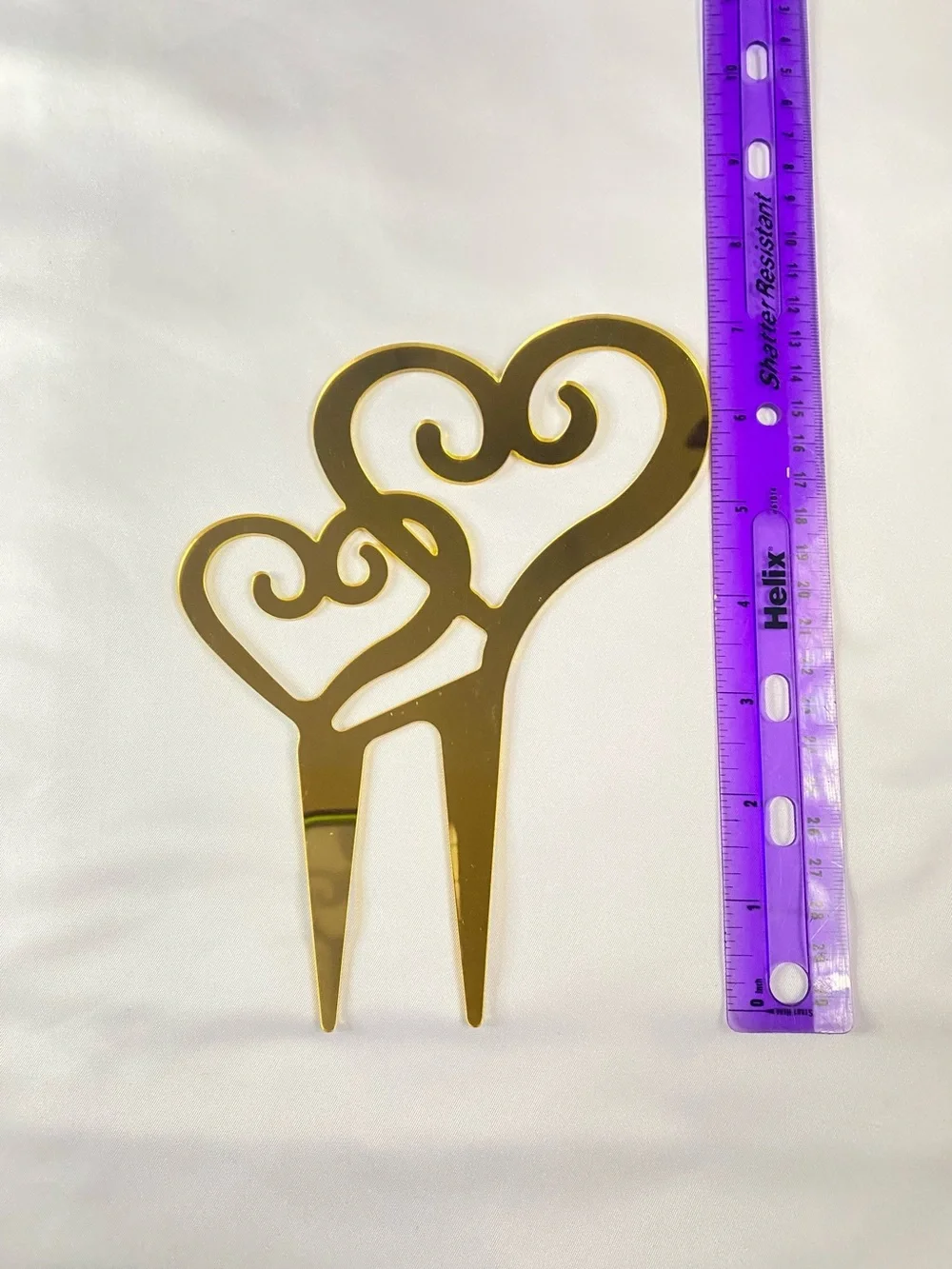 Victoria Lynn Gold Double Heart Cake Topper